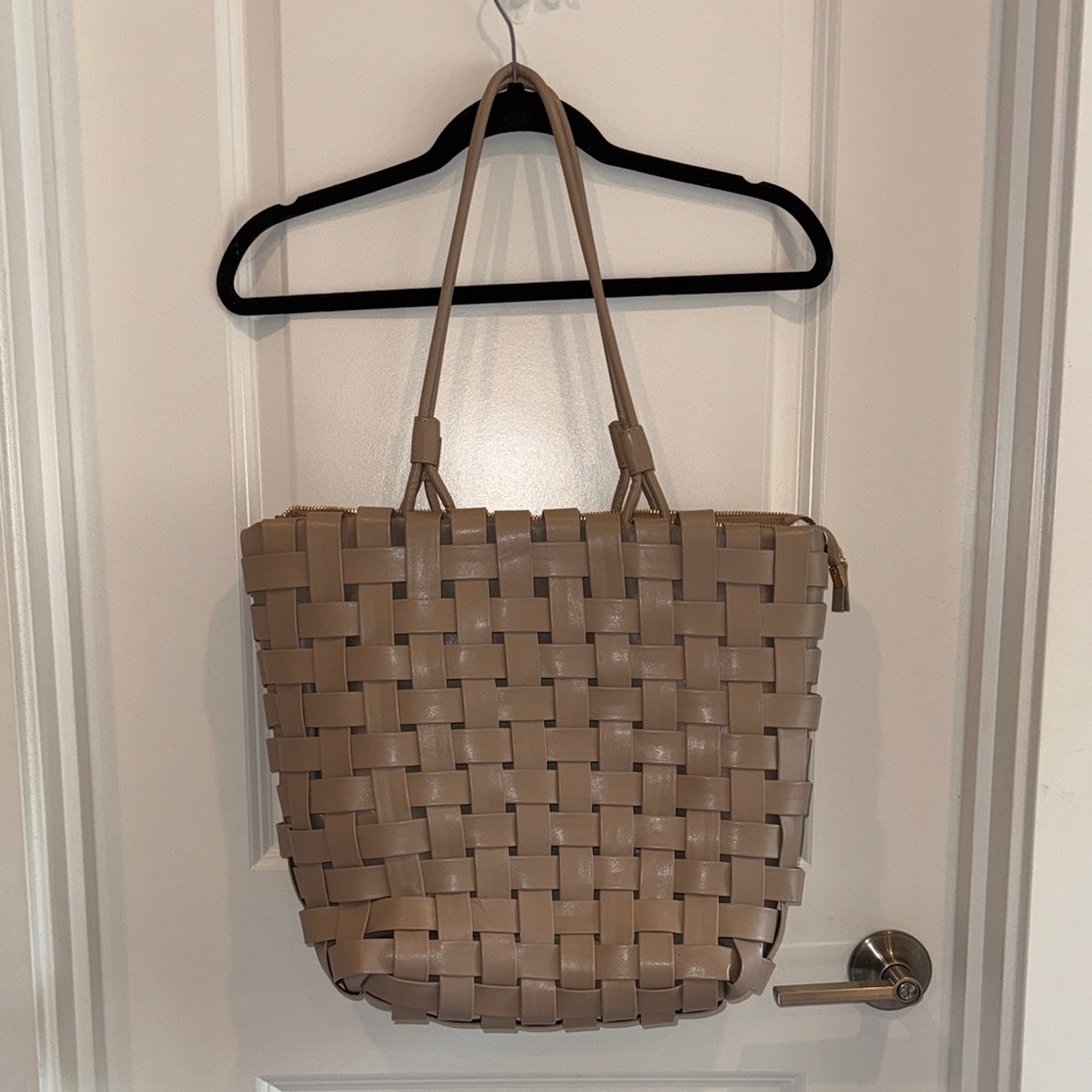 By Anthropologie Chic Beige Woven Tote Bag